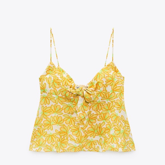 ZARA NWOT COTTON FRONT KNOT TOP XL - Picture 1 of 4